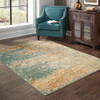 10' X 13' Foam Blue Pumpkin And Golden Yellow Abstract Power Loom Stain Resistant Area Rug