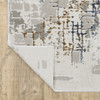 6' X 9' Grey Blue Brown Ivory And Deep Blue Abstract Power Loom Stain Resistant Area Rug