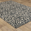 6' X 9' Blue And Ivory Floral Power Loom Stain Resistant Area Rug