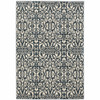 8' X 10' Blue And Ivory Floral Power Loom Stain Resistant Area Rug