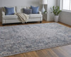 8' X 10' Blue And Ivory Floral Power Loom Stain Resistant Area Rug