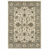 5' X 8' Beige Grey Brown And Charcoal Oriental Power Loom Stain Resistant Area Rug