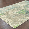 6' X 9' Blue And Green Abstract Hand Loomed Stain Resistant Area Rug