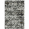 4' X 6' Ivory Charcoal Grey Blue Rust And Brown Abstract Power Loom Stain Resistant Area Rug