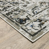 10' X 13' Ivory Charcoal Grey Blue Rust Gold And Brown Oriental Power Loom Stain Resistant Area Rug