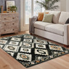 8' X 10' Black Grey Tan Orange And Ivory Southwestern Power Loom Stain Resistant Area Rug