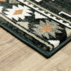 10' X 13' Black Grey Tan Orange And Ivory Southwestern Power Loom Stain Resistant Area Rug