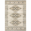 10' X 13' Ivory Grey Black And Ivory Southwestern Power Loom Stain Resistant Area Rug