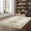 10' X 13' Ivory Grey Black And Ivory Southwestern Power Loom Stain Resistant Area Rug