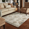 4' X 6' Ivory Orange Tan Black And Grey Southwestern Power Loom Stain Resistant Area Rug