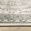 10' X 13' Ivory Grey Black And Ivory Oriental Power Loom Stain Resistant Area Rug