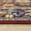 10' X 13' Red Blue Orange And Beige Oriental Power Loom Stain Resistant Area Rug With Fringe