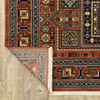 10' X 13' Red Blue Beige And Green Oriental Power Loom Stain Resistant Area Rug With Fringe