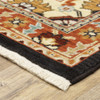 2' X 3' Black Orange And Beige Oriental Power Loom Stain Resistant Area Rug With Fringe