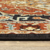 2' X 3' Black Orange And Beige Oriental Power Loom Stain Resistant Area Rug With Fringe