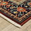 10' X 13' Red Blue Orange And Ivory Oriental Power Loom Stain Resistant Area Rug With Fringe