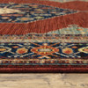 10' X 13' Red Blue Orange And Ivory Oriental Power Loom Stain Resistant Area Rug With Fringe