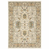 10' X 13' Ivory Oriental Power Loom Stain Resistant Area Rug With Fringe