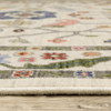 10' X 13' Ivory Green Blues Pink Yellow Rust Brown Tan And Grey Oriental Power Loom Stain Resistant Area Rug With Fringe