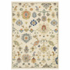 10' X 13' Ivory Beige Gold Grey Blue Pink Red Rust And Green Oriental Power Loom Stain Resistant Area Rug With Fringe