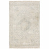 8' X 10' Beige And Grey Oriental Hand Loomed Stain Resistant Area Rug With Fringe