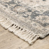 8' X 10' Beige And Grey Oriental Hand Loomed Stain Resistant Area Rug With Fringe