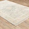 8' X 10' Grey And Beige Oriental Hand Loomed Stain Resistant Area Rug With Fringe