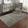 3' X 5' Charcoal Grey Grey Ivory Tan And Brown Abstract Power Loom Stain Resistant Area Rug