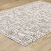 10' X 13' Ivory Grey Charcoal Brown And Beige Abstract Power Loom Stain Resistant Area Rug