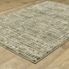6' X 9' Beige Grey Ivory And Sage Blue Geometric Power Loom Stain Resistant Area Rug