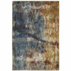 10' X 13' Blue Gold Teal Rust Grey And Beige Abstract Power Loom Stain Resistant Area Rug