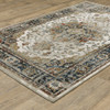 8' X 10' Beige Blue Green Rust And Grey Oriental Power Loom Stain Resistant Area Rug