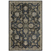 10' X 13' Charcoal Blue Gold Rust And Beige Oriental Power Loom Stain Resistant Area Rug