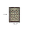 10' X 13' Stone And Red Oriental Power Loom Stain Resistant Area Rug