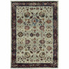 8' X 10' Stone And Red Oriental Power Loom Stain Resistant Area Rug