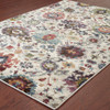 10' X 13' Stone Grey Purple Green Gold And Teal Oriental Power Loom Stain Resistant Area Rug