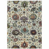 9' X 12' Stone Grey Purple Green Gold And Teal Oriental Power Loom Stain Resistant Area Rug