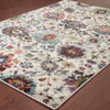 9' X 12' Stone Grey Purple Green Gold And Teal Oriental Power Loom Stain Resistant Area Rug