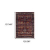 10' X 13' Red Purple Gold And Grey Oriental Power Loom Stain Resistant Area Rug
