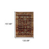 10' X 13' Red Gold And Green Oriental Power Loom Stain Resistant Area Rug