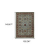9' X 12' Blue Red Green And Gold Oriental Power Loom Stain Resistant Area Rug