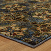 9' X 12' Blue And Gold Oriental Power Loom Stain Resistant Area Rug