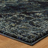 3' X 5' Blue And Brown Oriental Power Loom Stain Resistant Area Rug