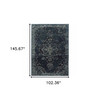 9' X 12' Blue And Brown Oriental Power Loom Stain Resistant Area Rug