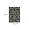 10' X 13' Blue And Navy Oriental Power Loom Stain Resistant Area Rug