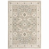 6' X 9' Beige Ivory Blue Green And Purple Oriental Power Loom Stain Resistant Area Rug