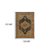 10' X 13' Gold Brown Grey Rust Green And Purple Oriental Power Loom Stain Resistant Area Rug