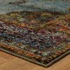 3' X 5' Blue Gold Green Red Orange And Purple Oriental Power Loom Stain Resistant Area Rug