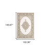 9' X 12' Beige Ivory Tan Gold Grey And Green Oriental Power Loom Stain Resistant Area Rug