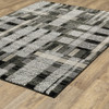 10' X 13' Black Grey And Ivory Geometric Power Loom Stain Resistant Area Rug